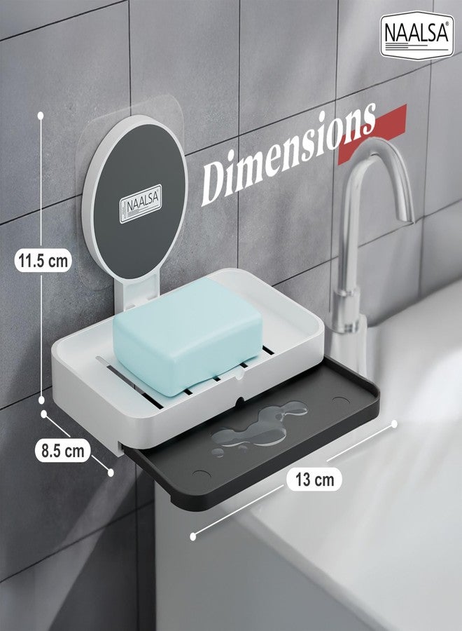 NAALSA 2Pc SAABU Soap Holder - Plastic Soap Box, Self-Adhesive Wall-Mounted Soap Case - Essential Bathroom Accessories Items, Durable Bathroom Soap Holder for Wall - Image 4
